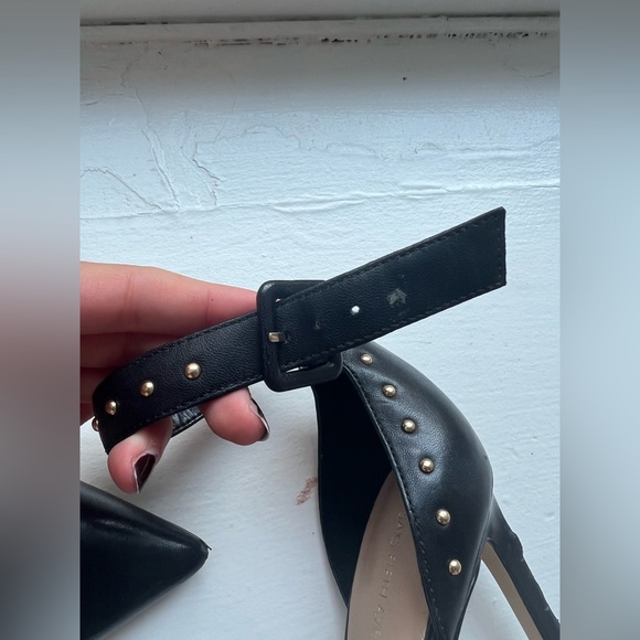 Saks Fifth Avenue Black pointed toe heels with gold studs - Picture 6 of 6